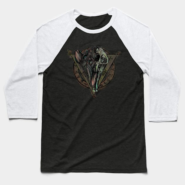 Rat Skull Baseball T-Shirt by Greydn